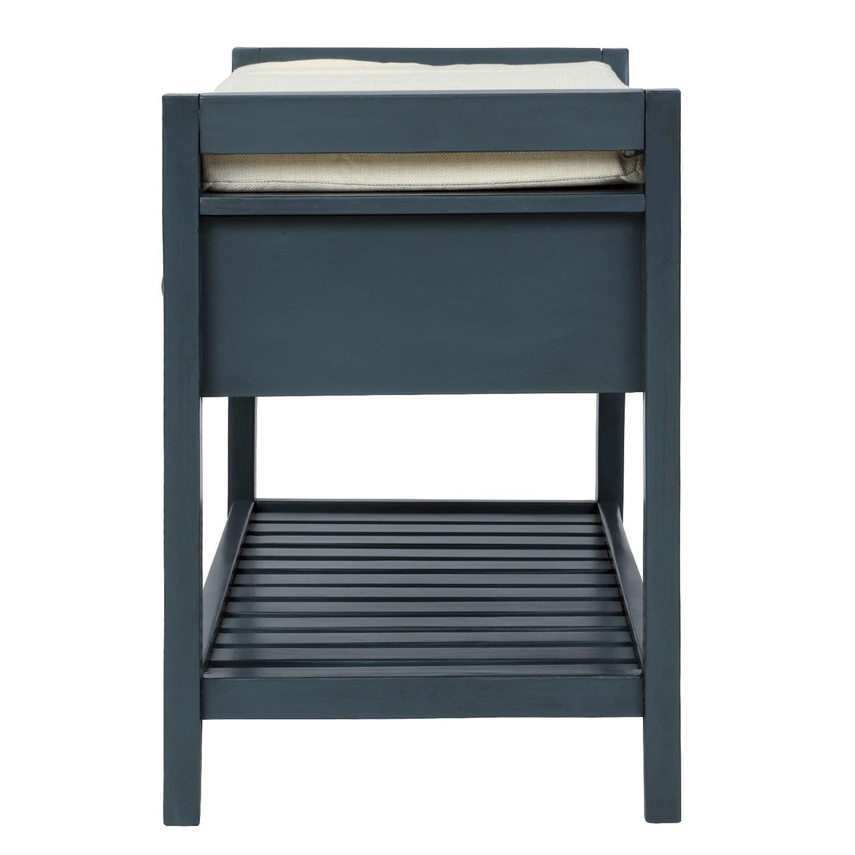 Knocbel Entry Storage Bench Shoes Rack with Cushioned Seat, 2 Drawers & Slatted Shelf, Living Room Entryway Hallway Foyer Shoe Bench Bedroom End of Bed Bench (Antique Navy) Knocbel