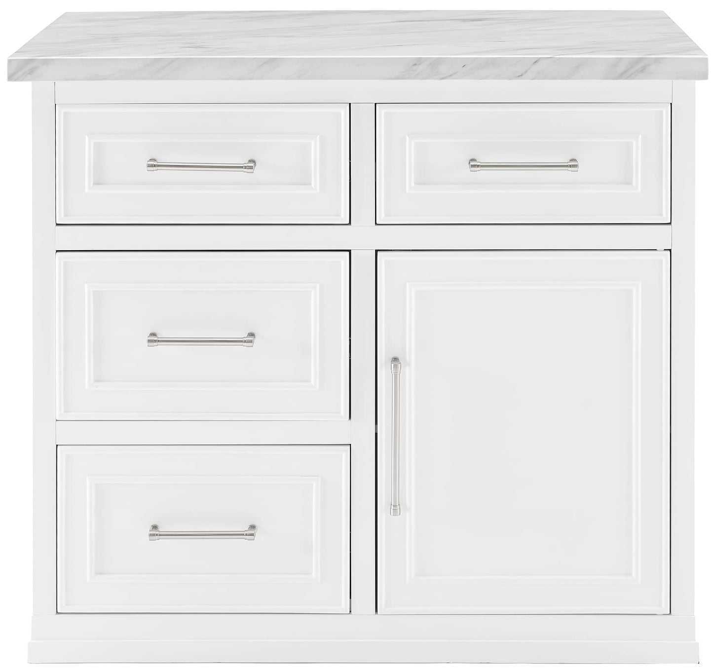 Crosley Furniture Cutler Kitchen Island with Faux Marble Top, White