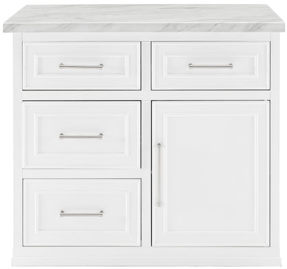 Crosley Furniture Cutler Kitchen Island with Faux Marble Top, White