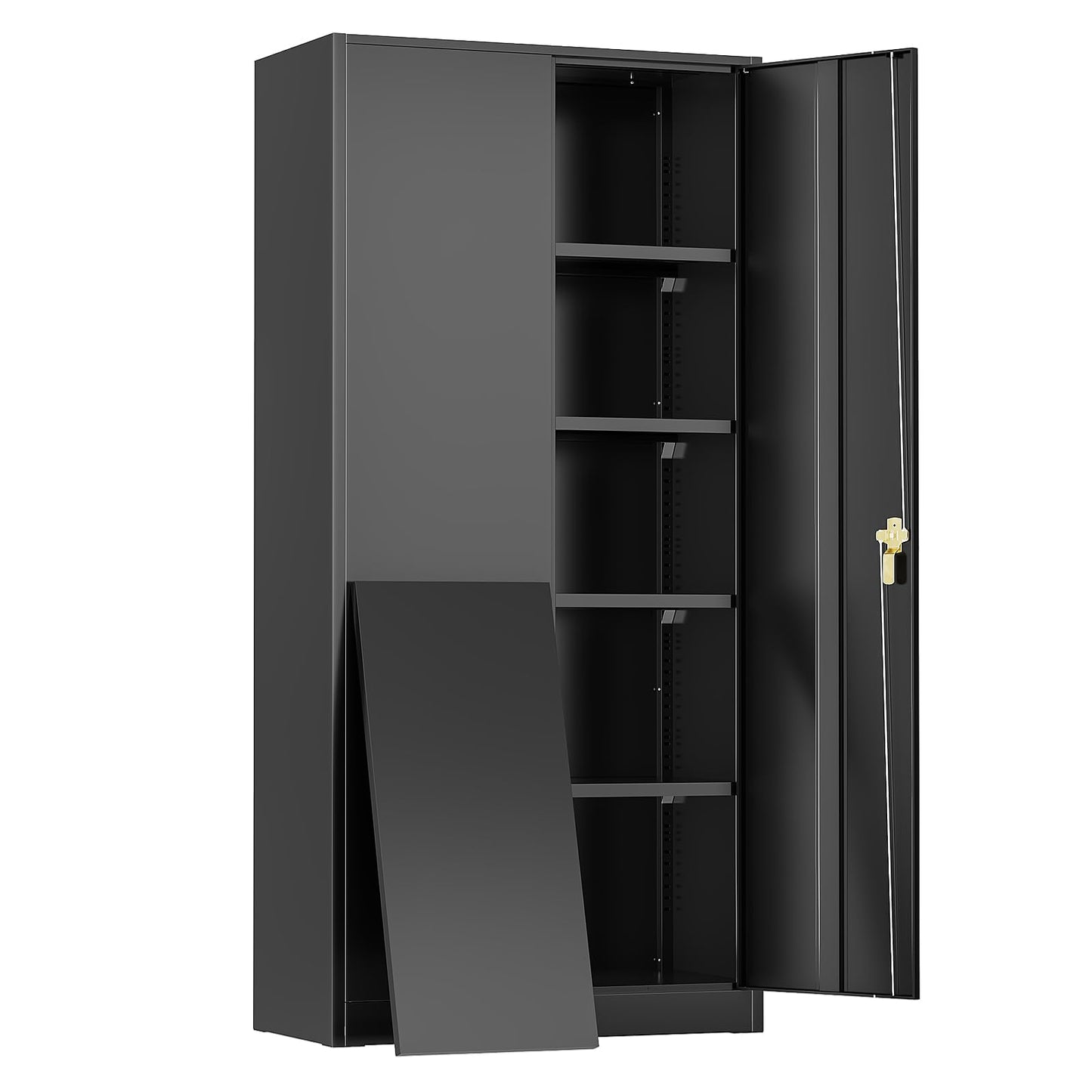 Oakmont Metal Storage Cabinet for Tool Organization, 72" Lockable Garage Storage Cabinets with 2 Doors and 4 Adjustable Shelves, Locking File Cabinet for Office, Home, School (72“-Black) - WoodArtSupply