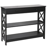 Nouva Black Console Table, 3-Tier 40 Inch Entryway Table Hallway Table Long Narrow Sofa Table w/Storage Shelves Drawer, Entrance Table for Living Room,Foyer,Office Nouva