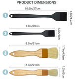 4 Pack Pastry Brush-Basting Brush Pastry Brushes for Baking, Silicone Basting Brush, Basting Oil Brush with Boar Bristles and Beech Hardwood Handles for Kitchen, Grilling and Spreading Oil, BBQ Sauce Qoaimu