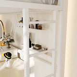 Stylish White Twin Loft Bed with Safety Guard and Removable Ladder by ikalido ikalido