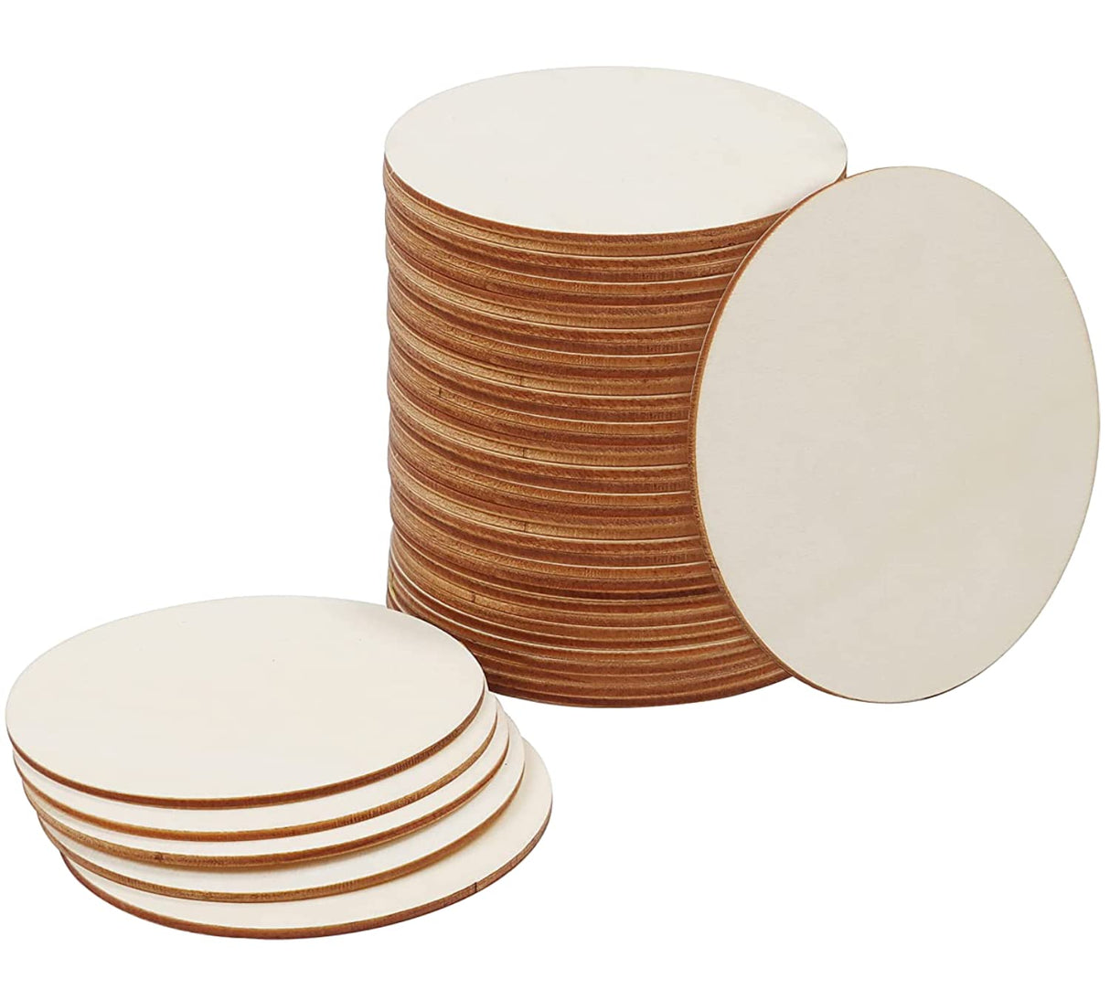 30 Pieces 4" Inch Unfinished Round Wood Discs for Crafts Wooden Cutout Tiles Wood Circles Round Slices Painting and Christmas Decorations,Home Decoration,DIY Craft Coasters for Painting Writing Thiecoc