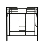 VINGLI Queen Loft Bed with Flat Rungs for Adults, Kids and Young Teens, No Box Spring Required,Heavy Duty Metal Slat Support, Black VINGLI