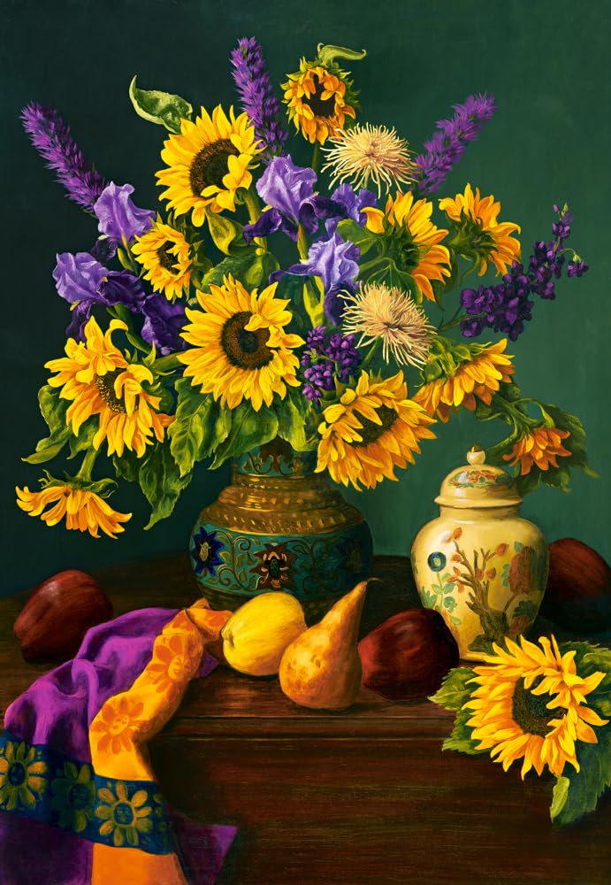 CASTORLAND 1500 Piece Jigsaw Puzzles, Autumn Treasures, Still Nature Puzzle, Sunflowers in a vase, Adult Puzzle, Castorland C-152063-2 Castorland