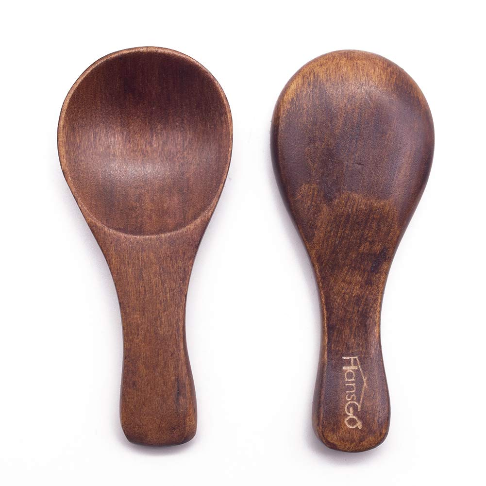 HANSGO Small Wooden Spoons, 10PCS 3.25 inches Ice Cream Salt Spoon Honey Coffee Tea Sugar Salt Jam Mustard Spoons HANSGO