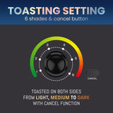 Elite Gourmet ECT1027B Cool Touch Toaster with 6 Temperature Settings & Extra Wide 1.25" Slots for Bagels, Waffles, Specialty Breads, Puff Pastry, Snacks, ETL Certified, 2 Slices, Black Elite Gourmet