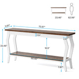 Tribesigns 70.9 Inches Extra Long Sofa Table Behind Couch, Vintage Console Entry Table with 2-Tier Storage for Hallway, Entryway, Living Room, White & Brown Tribesigns