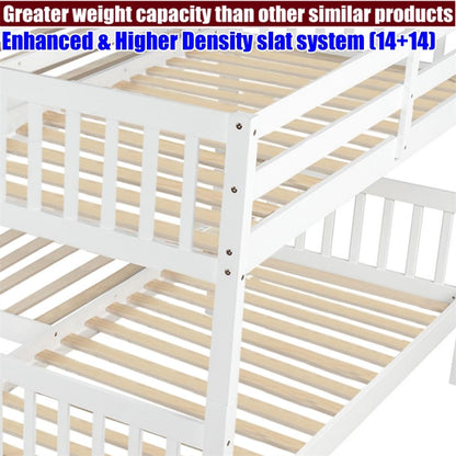 VENYAA Higher Quality and Stronger Solid Wood Quad Bunk Bed Twin Over Twin for 4 with Safer Guardrail and Ladders, Thickened More Stable Wooden Twin Size L-Shaped Bunk Bed (Faster Assembly) (White)