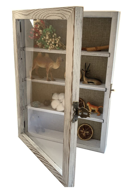 WANLIAN Shadow Box Frame with Acrylic 11x16“ Wooden Shadow Box Display Case with 3 Detachable Shelves & Linen Back, Wall-Mounted Deep Display Box Picture Frame for Photos Memorabilia (White) WANLIAN