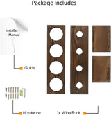 Rustic State Sonoma Wall Mounted Wood Vertical Wine Rack Holder Storage Shelf Organizer for 4 Bottles - Home, Kitchen, Dining Room Bar Décor - Walnut Rustic State