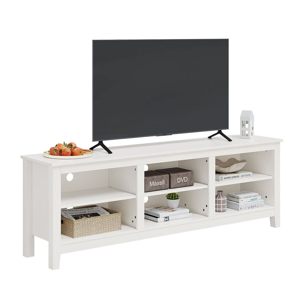 Panana TV Stand with 6 Cubby for 75 inch TV, Television Stands Entertainment Center Media Stand TV Table for Living Room, Bedroom (White 70 inch) Panana