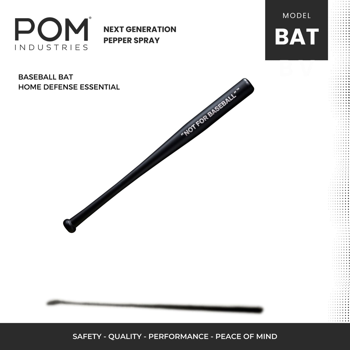 POM Baseball Bat - Not for Baseball Brand - Authentic Beech Wood - 30" Black - Softball, Batting Practice, Training, Self Defense, Home Security. POM