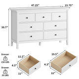 CARPETNAL White Dresser for Bedroom, 7 Drawer Dresser with Wide Drawers and Metal Handles, Woode Dressers & Chests of Drawers for Hallyway, Entryway. CARPETNAL
