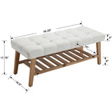 Kmax Entryway Bench with Shoe Storage, Upholstered Wood Storage Bench for Living Room Window Bench for Bedroom End of Bed - Linen, Beige Kmax
