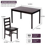 Kitchen Table Set 5 Piece Dining Table Set Sturdy Wooden Square Table and Chair Breakfast Table Set for 4 Person, Small Dining Room Table Set for Restaurant Home Kitchen Living Room, Brown Pazidom
