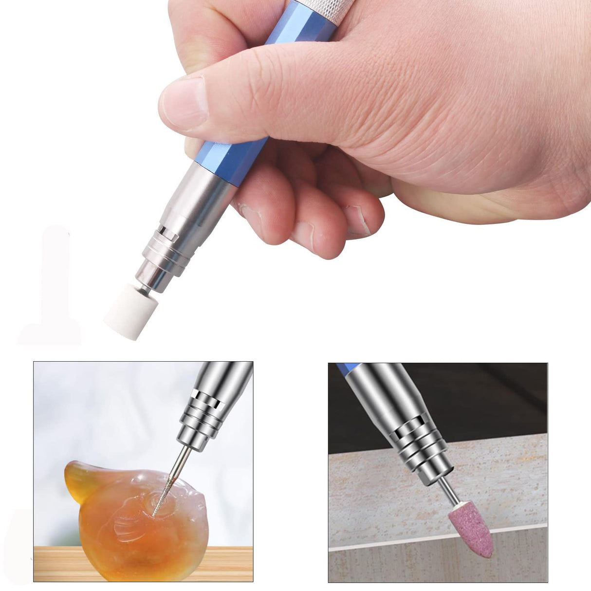 BPJOWVIL 1/8" Pencil Type Die Grinder, Pneumatic Micro Air Pencil Die Grinder Polishing Tool Kit BPJOWVIL
