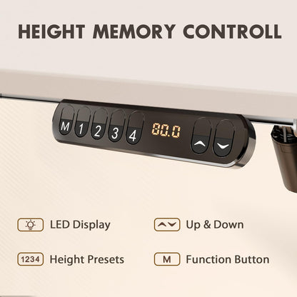 ERGOMORE Electric Standing Desk with 48x24 Inches Whole-Piece Desktop, Adjustable Height Desk with 4 Memory Presets for Home Office (White) - WoodArtSupply
