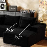 HDDFER 104" Boneless Couch Cloud - Inspired Modular Sectional Boneless Sofa for Living Room: L-Shaped Deep Seat,4 seat No Assembly,Black HDDFER