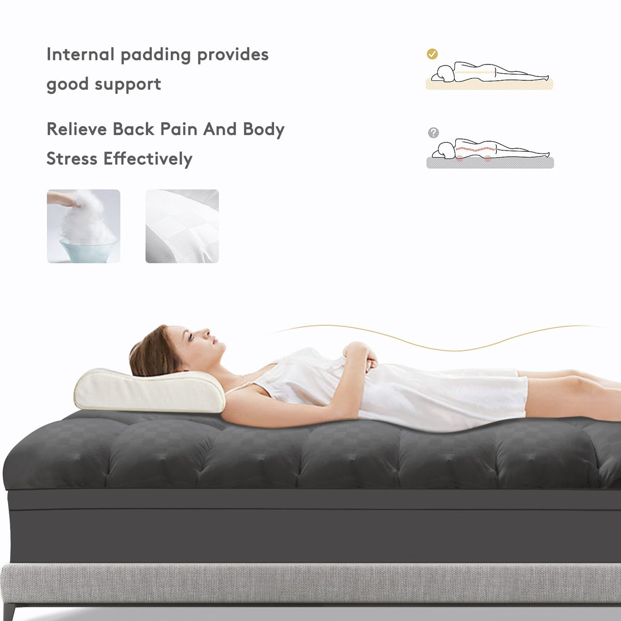 SameBed Mattress Topper King,Extra Thick Mattress Pad Cover for Back Pain,Cooling Mattress Protector with 8-21 Inch Deep Pocket,Overfilled Down Alternative Filling,Grey SameBed