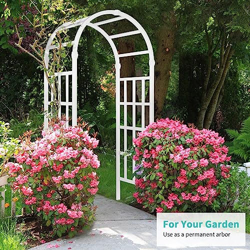 VINGLI Vinyl Garden Arbor, PVC Wedding Arch for Ceremony Party, Garden Trellis for Climbing Plants Outdoor, Arch Backdrop Stand for Garden, Backyard, Lawn VINGLI
