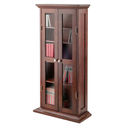 Winsome Wood DVD/CD Cabinet, Antique Walnut (94944) - WoodArtSupply