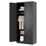 Letaya Wardrobe Armoire Closet,72" H Metal Storage Cabinet with Adjustable Shelves and Hanging Rod,Bedroom Armoire Cabinet Clothes Organizer (Black) Letaya