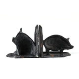 Retrome Pig Bookends, Set of 2 Farmhouse Book Ends, Distressed Gray Retrome
