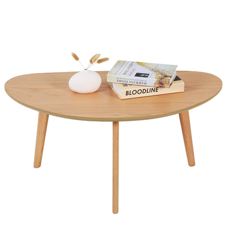 FIRMINANA Small Oval Coffee Table Mid Century Modern for Living Room Center Minimalist Display Coffe Table,Nature Wood,18.9" D x 33.47" W 15.75" H FIRMINANA