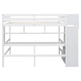 SOFTSEA White Full Loft Bed with Desk, Stairs, and Storage Shelves for Kids and Teens SOFTSEA