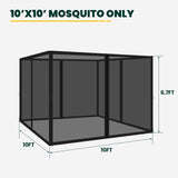 OLILAWN Gazebo Universal Replacement Mosquito Netting, 10' x 10' Outdoor Canopy Net Screen 4-Panel Sidewall Curtain, with Zippers, Easy to Install, Fit for Most Gazebo 10x10 Canopy, Black OLILAWN