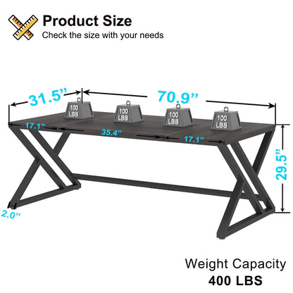 HSH Large Rustic Computer Desk, Industrial Extra Long Home Office Desk, Modern Pc Study Gaming Writing Table for Two Person, Workstation Executive Desk for Home Bedroom Living Room, Dark Gray - WoodArtSupply