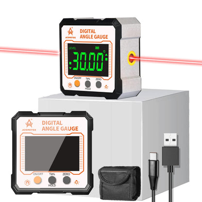 Digital Angle Finder with Electronic Laser，3-in-1 Angle Finder-Electronic Level&Laser Level-Rechargable Digital Angle Gauge Magnetic,Digital Level Box/Protractor for Table&Miter Saw with Fabr - WoodArtSupply