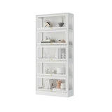 Boniture Display Cabinet with Acrylic Glass Doors,5-Tiers Curio Cabinet with LED Lighting for Collectibles, Collectibles Toy Organizers Rack & Display Shelf Display Case Storage Cabinet, Antique White BONITURE