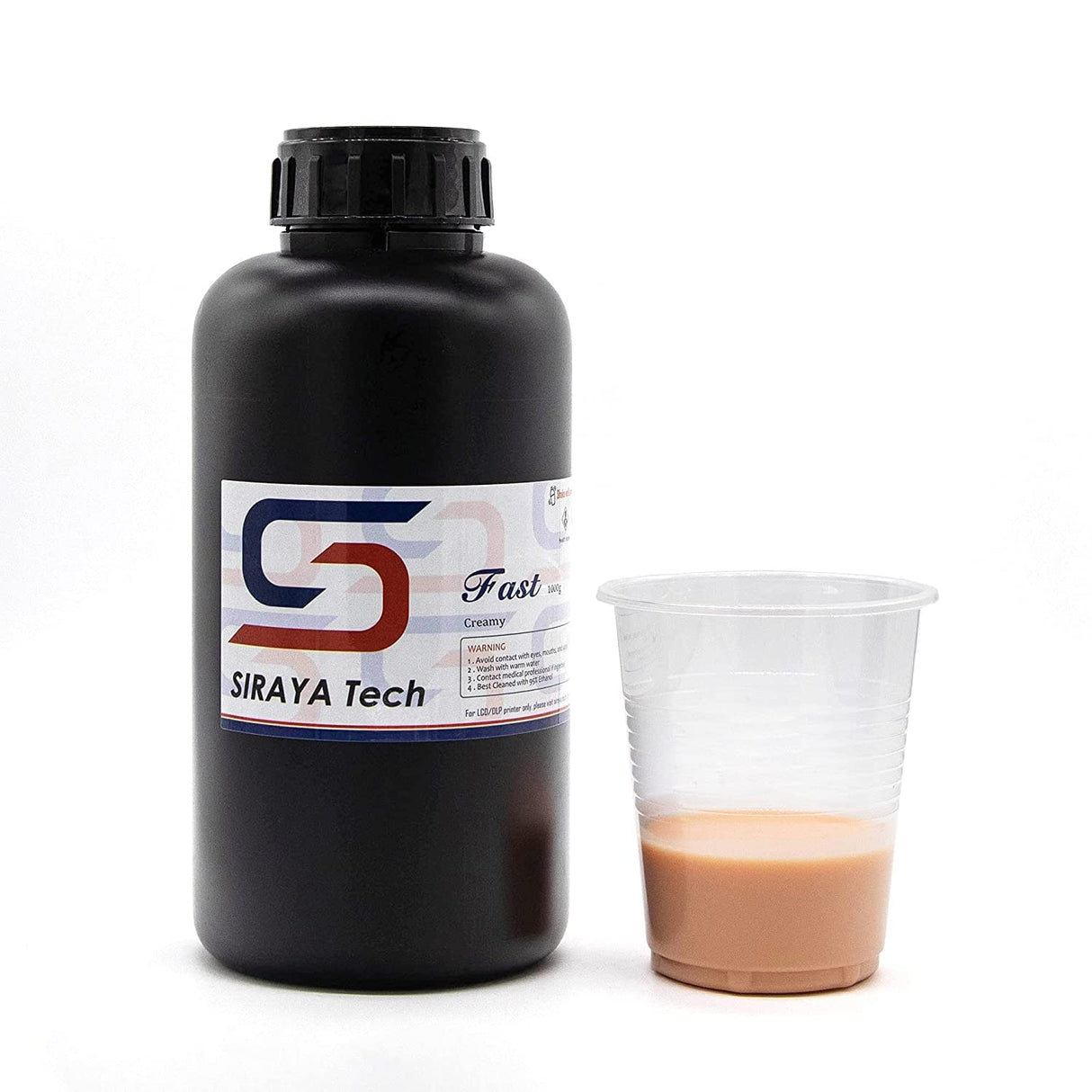 Siraya Tech Fast ABS-Like 3D Printer Resin 405nm UV-Curing Non-Brittle High Precision 3D Printing Liquid Standard Photopolymer Resin for LCD DLP 3D Printing 8K Capable (Creamy, 1kg) Siraya Tech