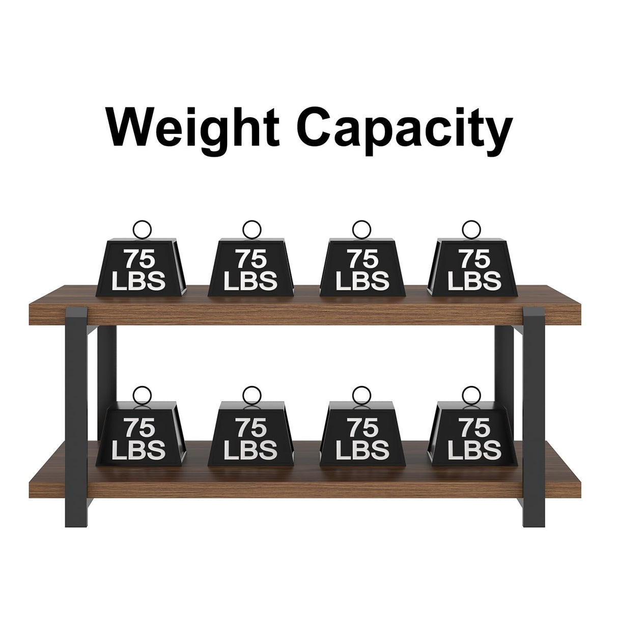 FOLUBAN Modern Coffee Table with Storage Shelf, Rustic Wood Center Table for Living Room, Walnut FOLUBAN