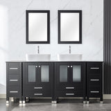 LUCKWIND 72" Double 24-in Bathroom Vanity with Sink Combo, Elegant Series with Two 12.6-in Side Cabinets, Painted Frame, Including White Rectangle Sinks, Faucets Without Mirrors, Black LUCKWIND
