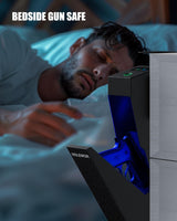 HOLEWOR Gun Safe, Biometric Pistol Safe Fingerprint Quick Access Drop Down Handgun Safe Mount Bedside Gun Safe for Desk Nightstand Car HOLEWOR