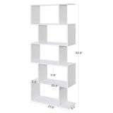 VASAGLE Wooden Bookcase, Display Shelf and Room Divider, Freestanding Decorative Storage Shelving, 5-Tier Bookshelf, White VASAGLE