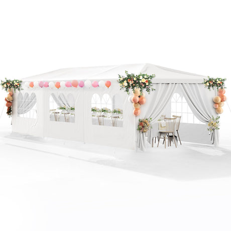 Party Tent 10x30 Outdoor Wedding White Tents for Parties, Heavy Duty Gazebo Event Tents for Parties Canopy Shelter with 8 Removable Sidewalls Waterproof Party Wedding BBQ Events Tent for Parties susici