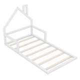 Harper & Bright Designs Twin House Bed Frame with Solid Wood Slats - White Harper & Bright Designs