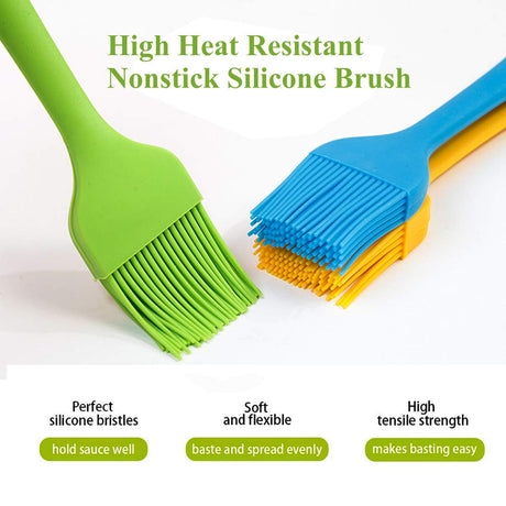 Grill Basting Brush Silicone Pastry Baking Brush BBQ Sauce Marinade Meat Glazing Oil Brush Heat Resistant, Kitchen Cooking Baste Pastries Cakes Desserts, Dishwasher Safe 4Pack iPstyle