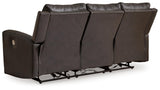 Signature Design by Ashley Boxmere Modern Leather Match Power Reclining Sofa with USB Ports, Dark Brown Signature Design by Ashley
