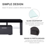 Nrizc Black LED TV Stand for 75 Inch TV, High Gloss TV Entertainment Center with Storage Drawer, TV Console Table for Living Room, Bedroom Nrizc