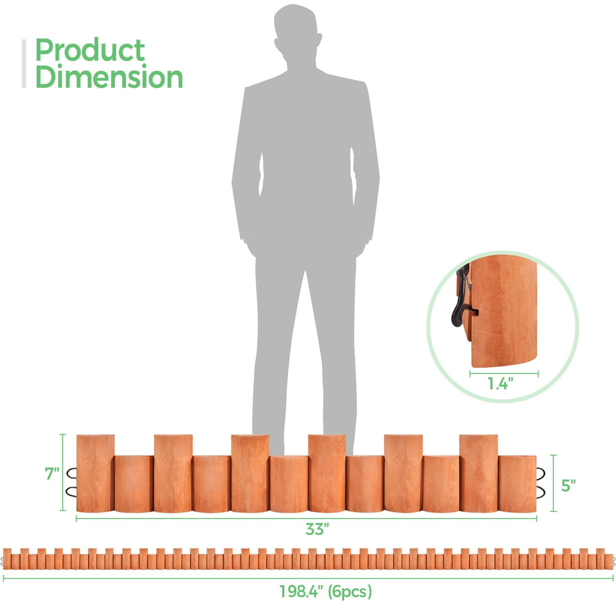 Yaheetech 18pcs Garden Wooden Short Fence,Outdoor Landscape Edging Flexible Decorative Border, No-Dig Wood Fences for Spring Yard Patio Pathway Lawns Courtyard Maintenance - 594in Yaheetech