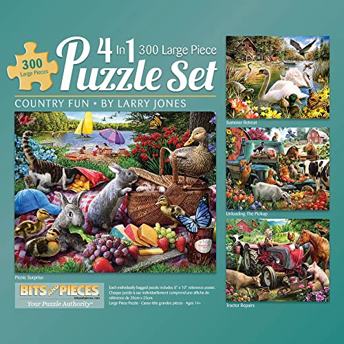 Bits and Pieces Set of 4 Jigsaw Puzzles 300 Pieces - Country Farm Animals Bits and Pieces