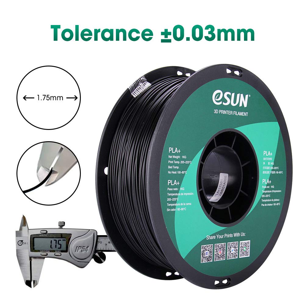 eSUN PLA PRO (PLA+) 3D Printer Filament, Dimensional Accuracy +/- 0.03mm, 1kg Spool, 1.75mm, Black eSUN
