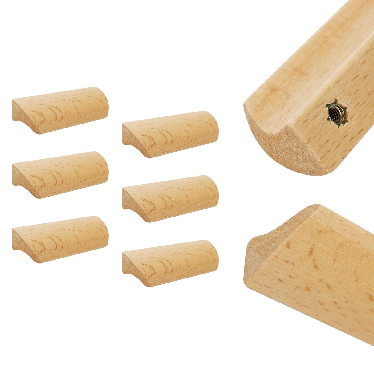 Tsnamay 6Pcs Unfinished Wood Solid Furniture Pulls Handles,Unfinished Unpainted Paintable Wooden Handles Cupboard Closet Drawer Handle Pull,Length Tsnamay