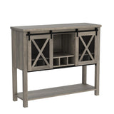 IDEALHOUSE Buffet Storage Cabinet Farmhouse Wine Cabinet Coffee Bar Table with Wine Glass Rack and Storage, Wood Buffets and Sideboards with Barn Mesh Door for Kitchen, Dining, Living Room, Grey IDEALHOUSE